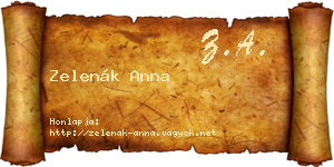 Zelenák Anna névjegykártya